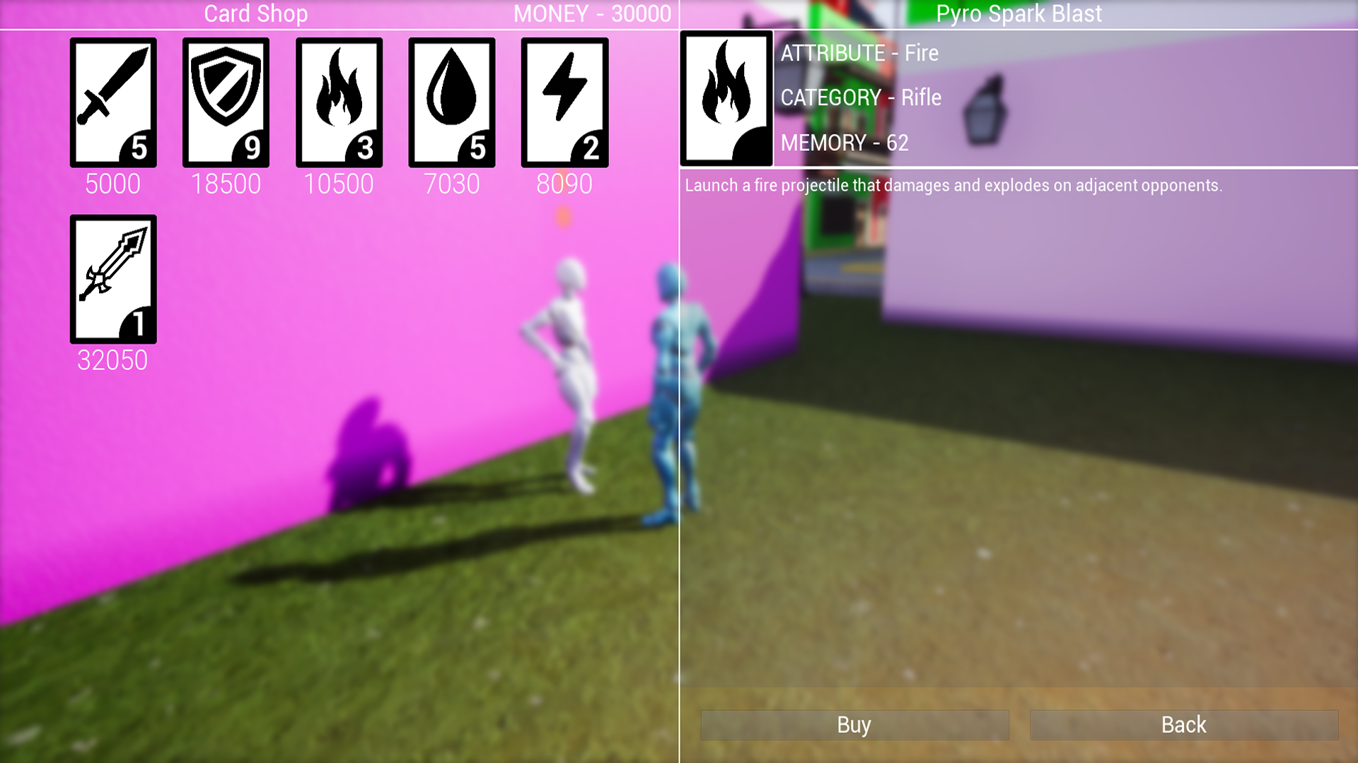 Shop system where players can purchase or sell cards.