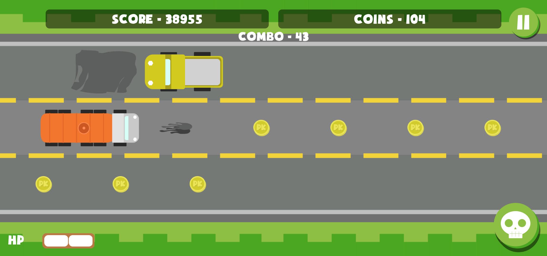 Players switch between rows and shoot at obstacles and collectibles along the way.