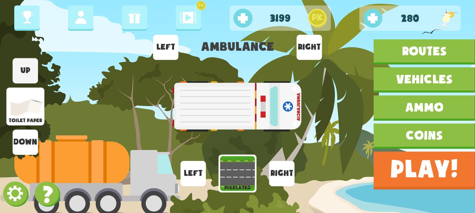 Main menu, featuring daily rewards, Leaderboards, and Achievements.