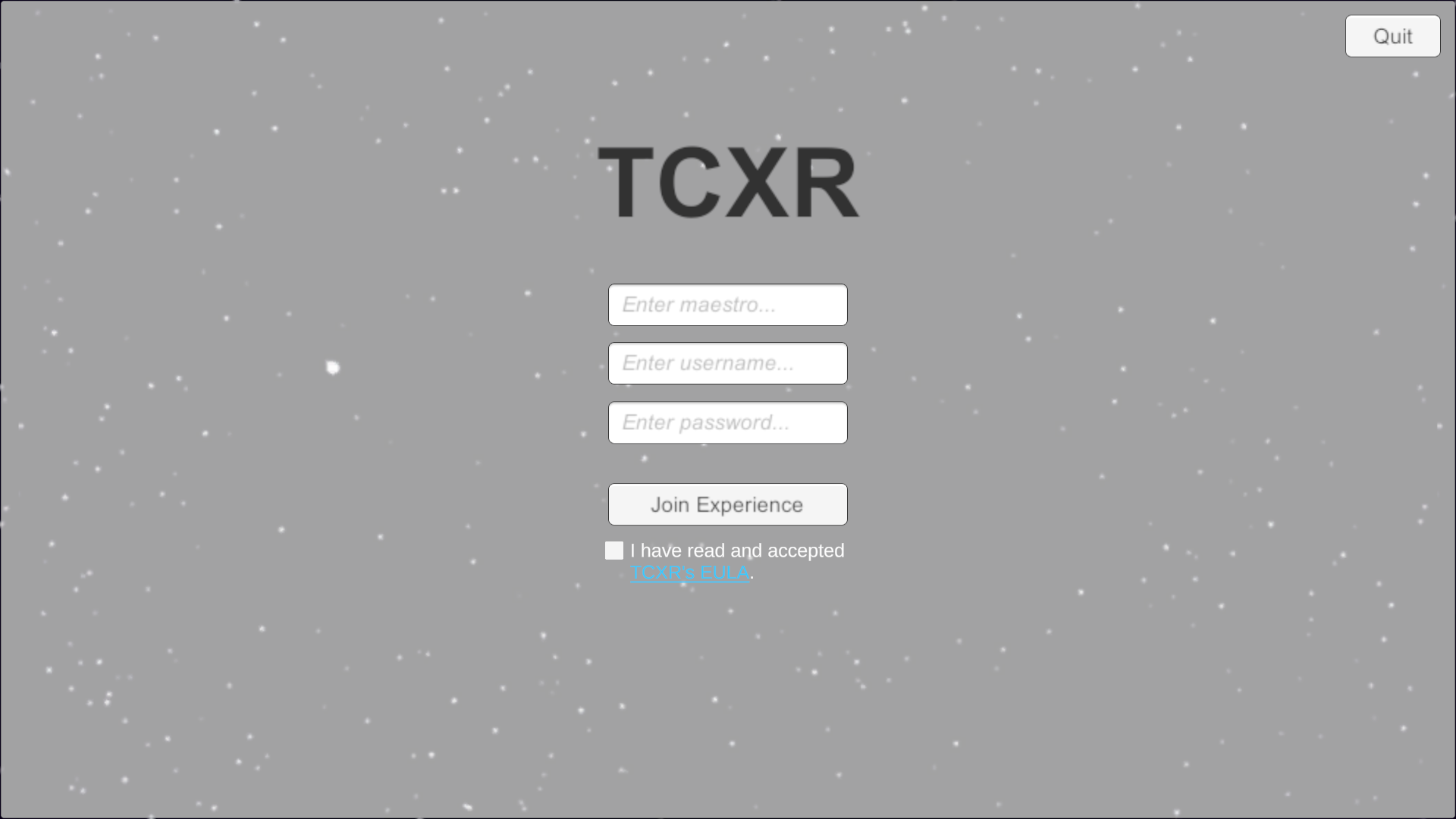 The login screen utilizes a SQL server to authenticate registered users.