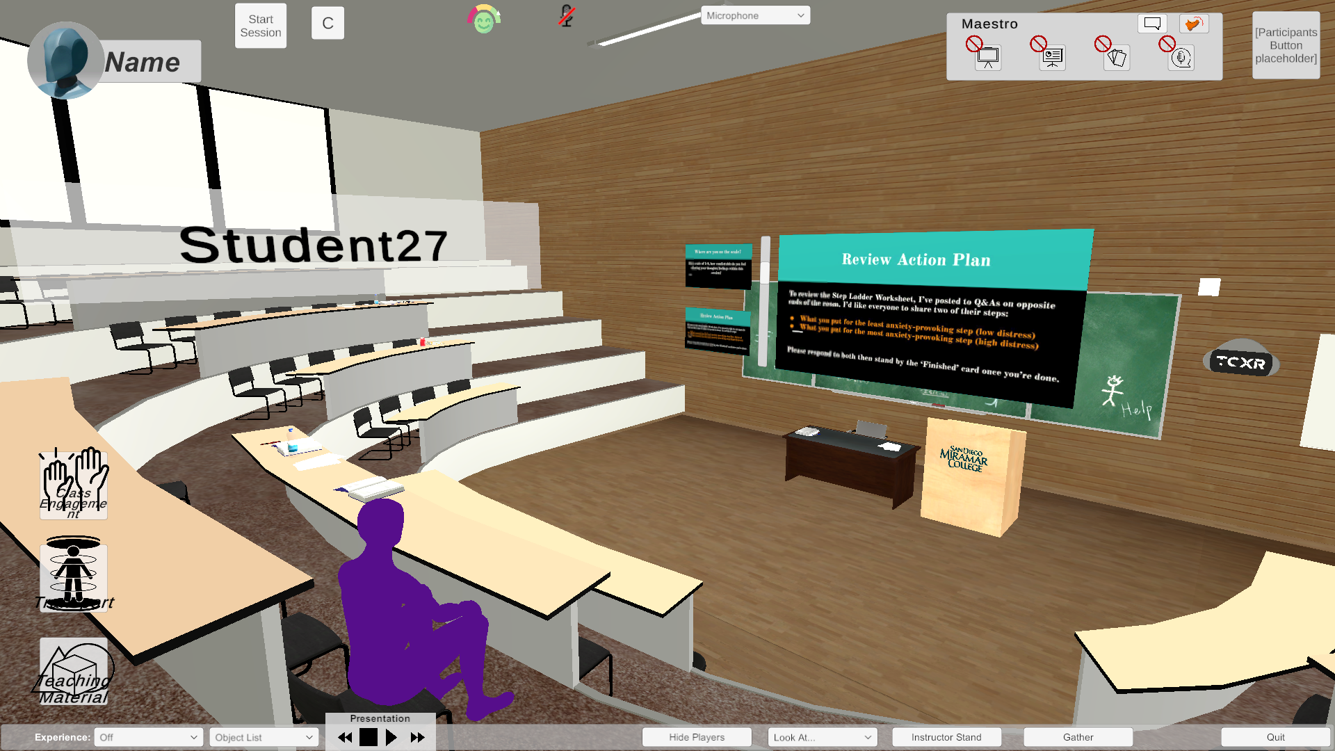 Displaying a presentation to a student. Slides can be set from the server using JSON.