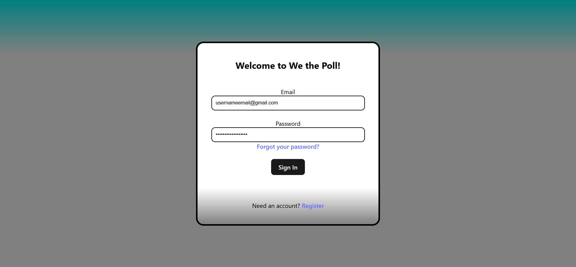 Login screen.